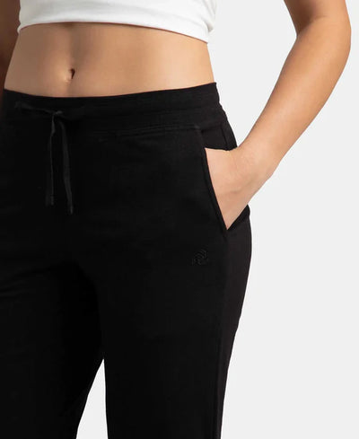 Super Combed Cotton Elastane Stretch Slim Fit Capri with Side Pockets - Black