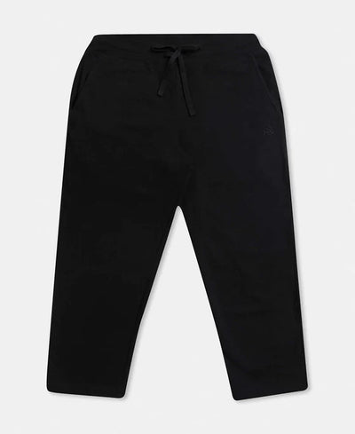 Super Combed Cotton Elastane Stretch Slim Fit Capri with Side Pockets - Black