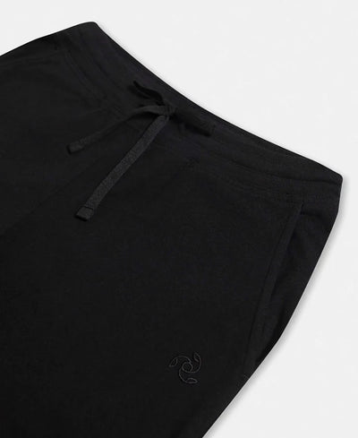 Super Combed Cotton Elastane Stretch Slim Fit Capri with Side Pockets - Black