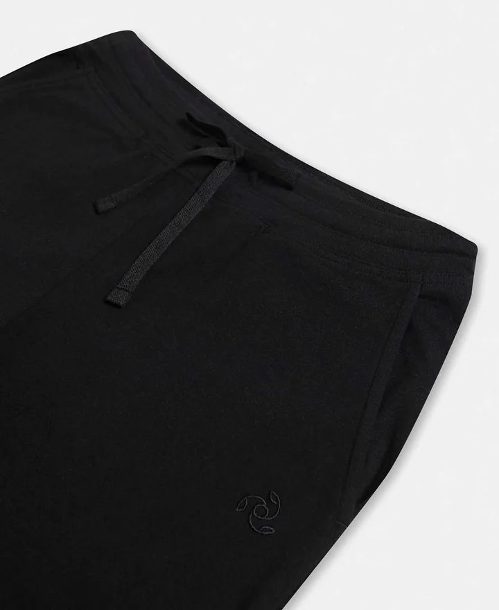 Super Combed Cotton Elastane Stretch Slim Fit Capri with Side Pockets - Black