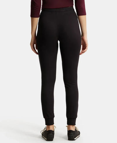 Super Combed Cotton Elastane French Terry Relaxed Fit Joggers With Zipper Pockets - Black
