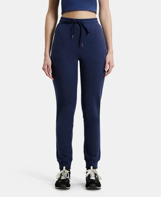 Super Combed Cotton Elastane French Terry Relaxed Fit Joggers With Zipper Pockets - Black