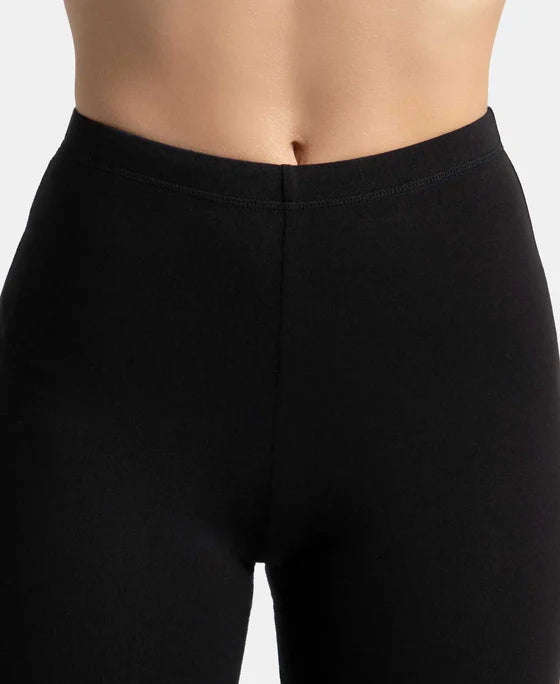 High Coverage Super Combed Cotton Elastane Stretch Shorties With Concealed Waistband - Black