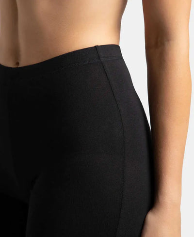 High Coverage Super Combed Cotton Elastane Stretch Shorties With Concealed Waistband - Black