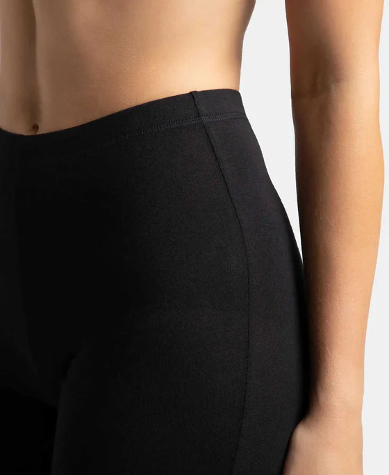 High Coverage Super Combed Cotton Elastane Stretch Shorties With Concealed Waistband - Black