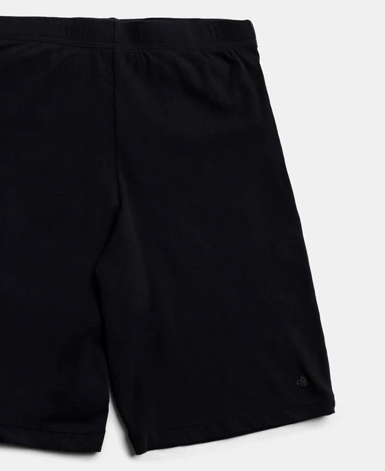 High Coverage Super Combed Cotton Elastane Stretch Shorties With Concealed Waistband - Black & Skin (Pack of 2)