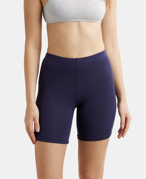High Coverage Super Combed Cotton Elastane Stretch Shorties With Concealed Waistband - Black