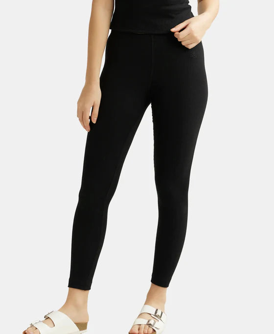 Super Combed Cotton Rich Thermal Leggings with StayWarm Technology - Black