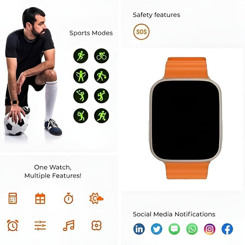 T800 Ultra Smart Watch – Rugged Design, Fitness Tracking & Always-On Style