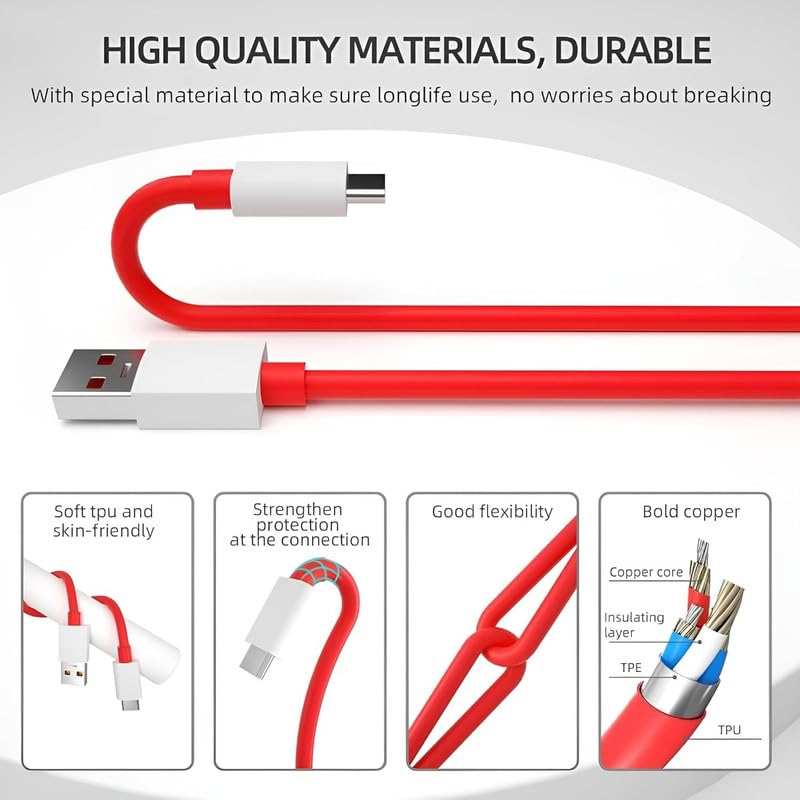 120W SuperVOOC Fast Charging Cable – Type-C to USB | Red Edition