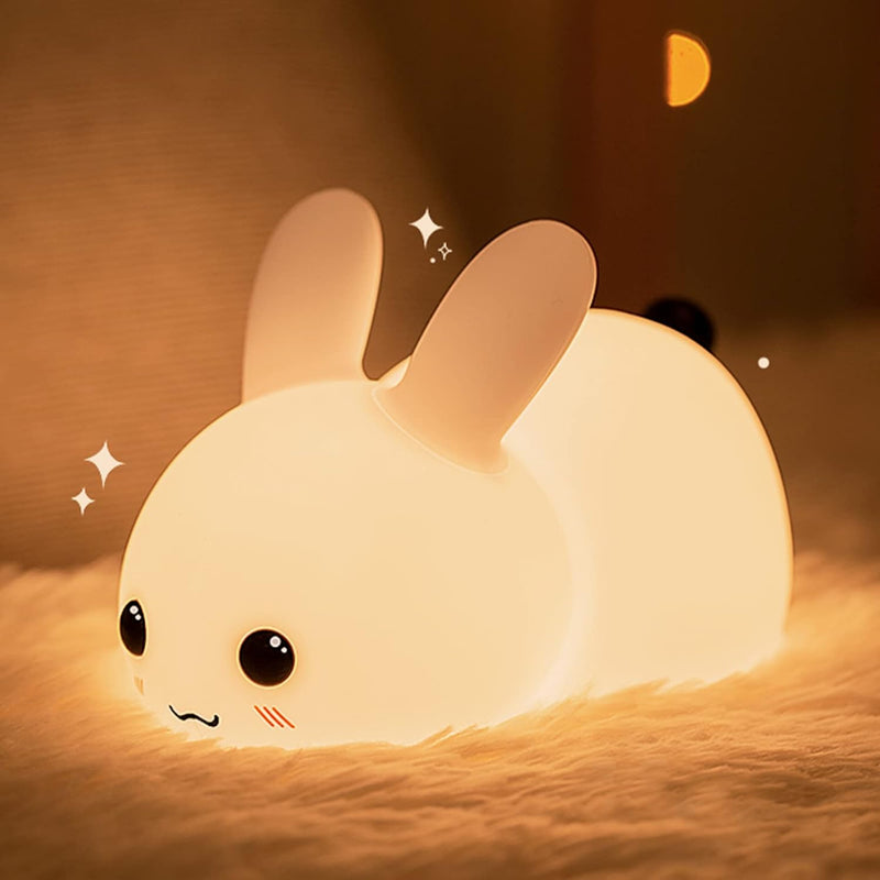 Bunny Night Light – Snow White | Soft Silicone LED Lamp | Rechargeable | Touch Control | Perfect for Baby Nursery & Kids&