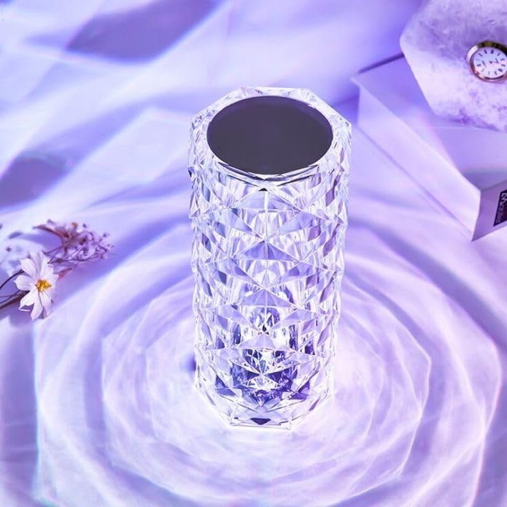 The Flair Store™ Crystal Diamond Rose Lamp – 16 Color Changing | USB Rechargeable | Touch Control LED Bedside Lamp | Romantic Night Light