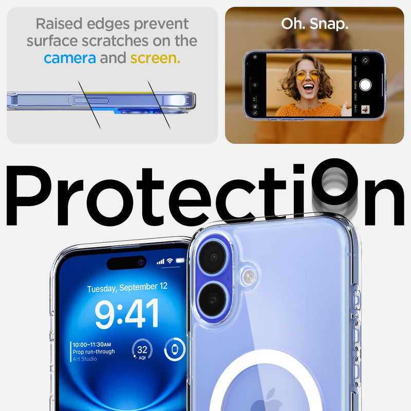 Spigen Ultra Hybrid MagFit Back Cover Case for iPhone 16 – White | MagSafe Compatible | TPU + Polycarbonate | Shockproof & Sleek