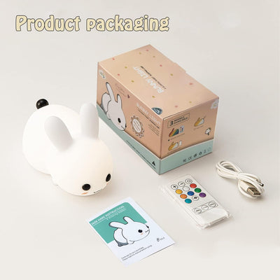 Bunny Night Light – Snow White | Soft Silicone LED Lamp | Rechargeable | Touch Control | Perfect for Baby Nursery & Kids' Room