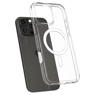 Spigen Ultra Hybrid T MagFit Back Cover Case for iPhone 16 Pro – White | MagSafe Compatible | TPU + Polycarbonate | Transparent Protective Case