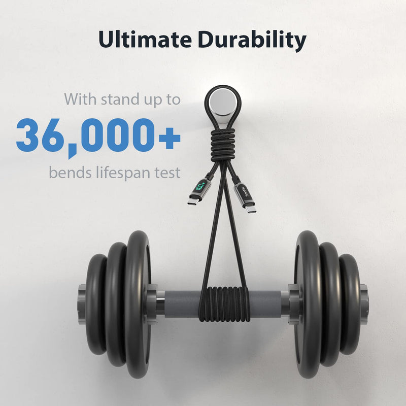 Type-C to Type-C 100W Fast Charging Cable with LED Power Display | Smart Charge Edition