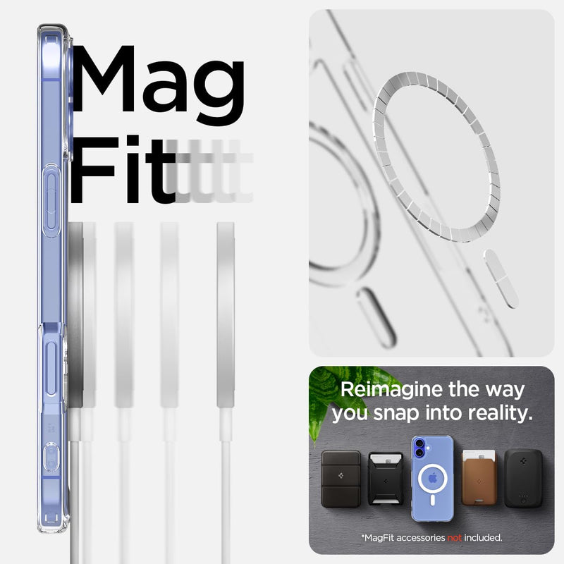 Spigen Ultra Hybrid MagFit Back Cover Case for iPhone 16 – White | MagSafe Compatible | TPU + Polycarbonate | Shockproof & Sleek