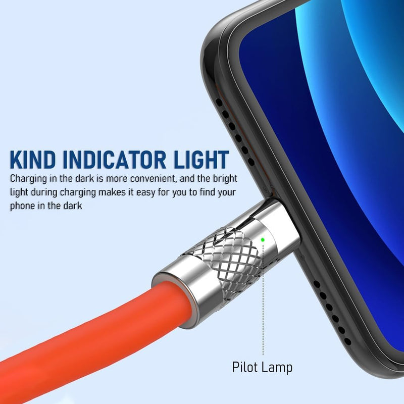 3-in-1 120W 6A Fast Charging Cable – Type-C + Lightning + Micro USB | Orange Edition