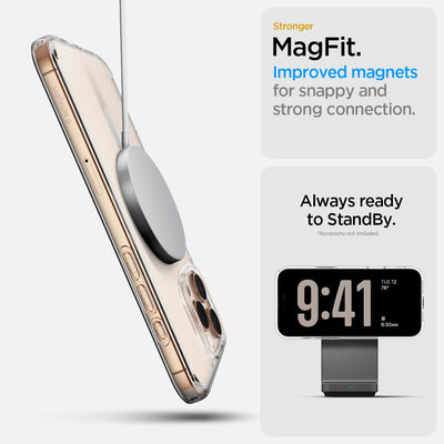 Spigen Ultra Hybrid T MagFit Back Cover Case for iPhone 16 Pro – White | MagSafe Compatible | TPU + Polycarbonate | Transparent Protective Case