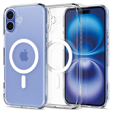 Spigen Ultra Hybrid MagFit Back Cover Case for iPhone 16 Plus – White | MagSafe Compatible | TPU + Polycarbonate | Crystal Clear Protection