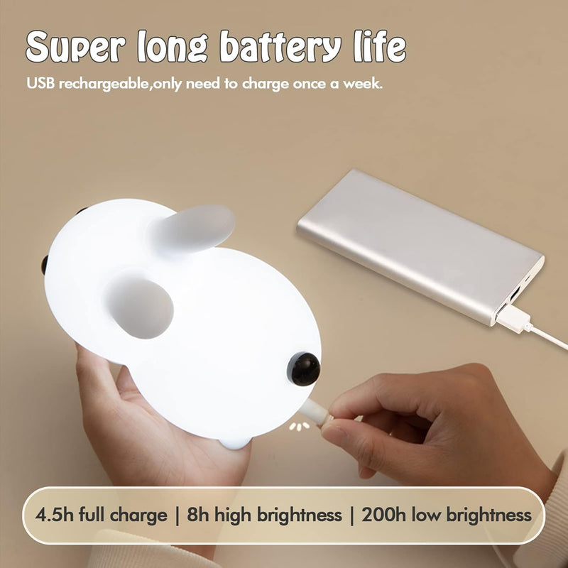 Bunny Night Light – Snow White | Soft Silicone LED Lamp | Rechargeable | Touch Control | Perfect for Baby Nursery & Kids&