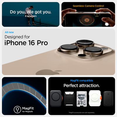Spigen Ultra Hybrid T MagFit Back Cover Case for iPhone 16 Pro – White | MagSafe Compatible | TPU + Polycarbonate | Transparent Protective Case
