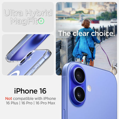 Spigen Ultra Hybrid MagFit Back Cover Case for iPhone 16 – White | MagSafe Compatible | TPU + Polycarbonate | Shockproof & Sleek