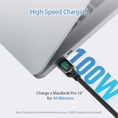 Type-C to Type-C 100W Fast Charging Cable with LED Power Display | Smart Charge Edition