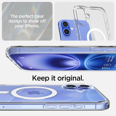 Spigen Ultra Hybrid MagFit Back Cover Case for iPhone 16 – White | MagSafe Compatible | TPU + Polycarbonate | Shockproof & Sleek