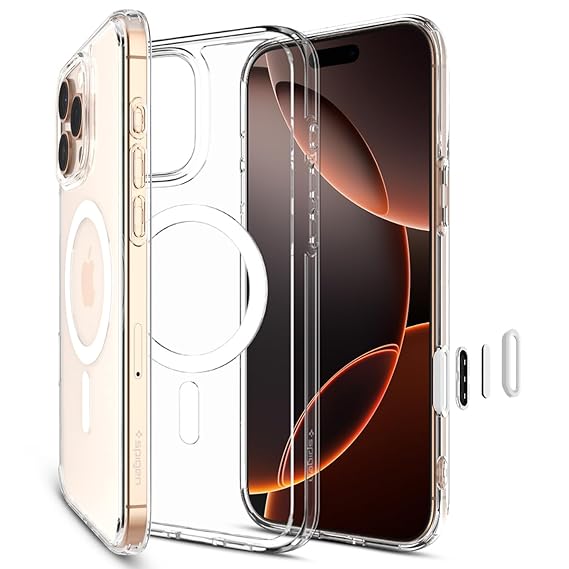 Spigen Ultra Hybrid T MagFit Back Cover Case for iPhone 16 Pro – White | MagSafe Compatible | TPU + Polycarbonate | Transparent Protective Case