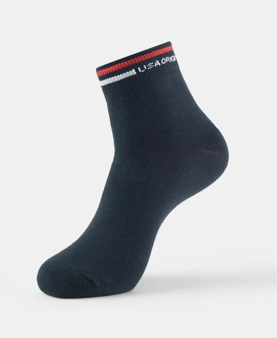 Compact Cotton Elastane Stretch Ankle Length Socks with StayFresh Treatment - Black (Pack of 2)