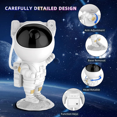 Amazm™ Astronaut Galaxy Star Projector – Remote Controlled | Rotating Nebula Light | Timer | Space-Themed Night Lamp for Kids & Adults | Bedroom, Gaming & Home Décor