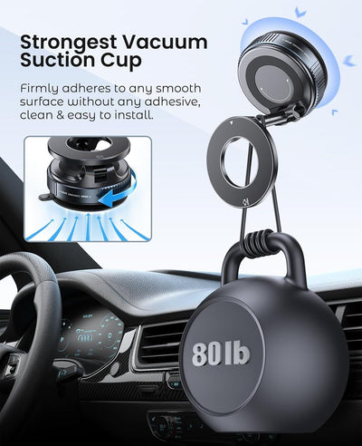 360° Vacuum Magnetic Phone Holder | Universal Car Mount | Suction Cup Base | Hands-Free Rotation | For Car, Gym, Mirror, Shower & Desk
