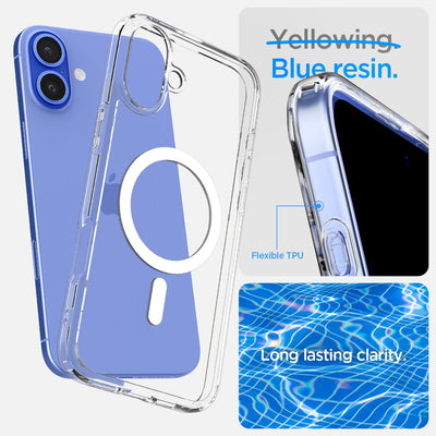 Spigen Ultra Hybrid MagFit Back Cover Case for iPhone 16 – White | MagSafe Compatible | TPU + Polycarbonate | Shockproof & Sleek