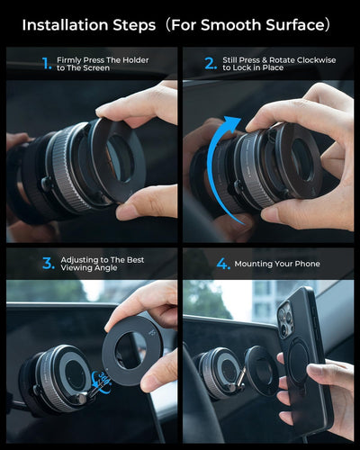 360° Vacuum Magnetic Phone Holder | Universal Car Mount | Suction Cup Base | Hands-Free Rotation | For Car, Gym, Mirror, Shower & Desk
