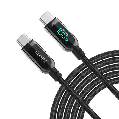 Type-C to Type-C 100W Fast Charging Cable with LED Power Display | Smart Charge Edition