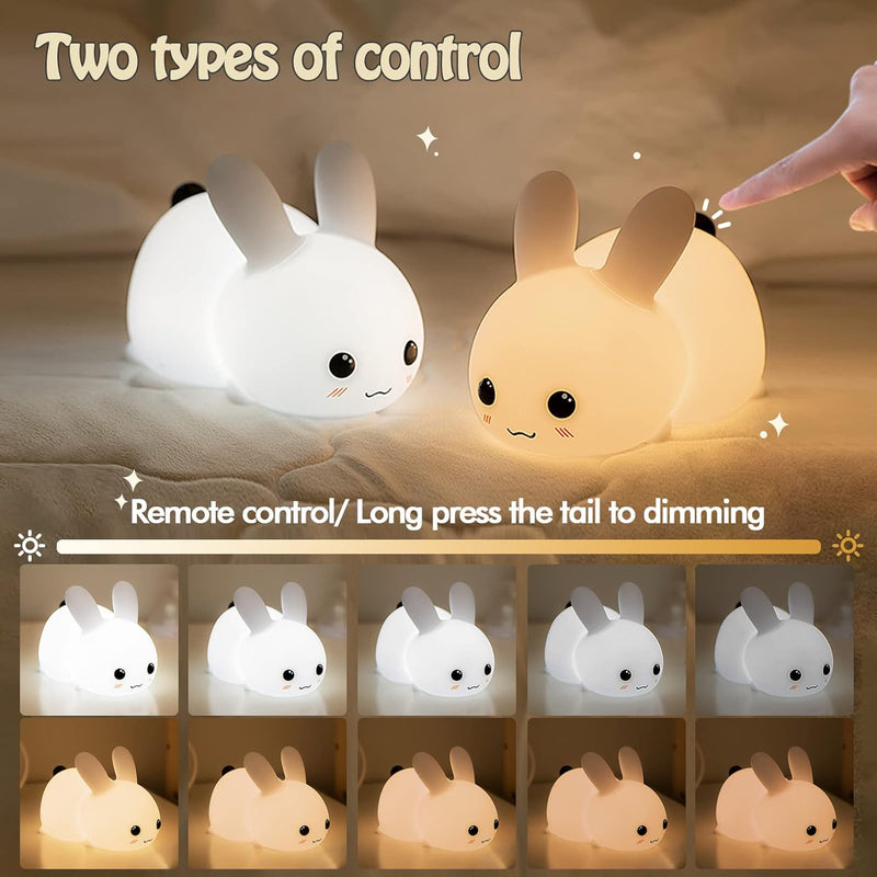 Bunny Night Light – Snow White | Soft Silicone LED Lamp | Rechargeable | Touch Control | Perfect for Baby Nursery & Kids&