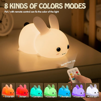 Bunny Night Light – Snow White | Soft Silicone LED Lamp | Rechargeable | Touch Control | Perfect for Baby Nursery & Kids' Room