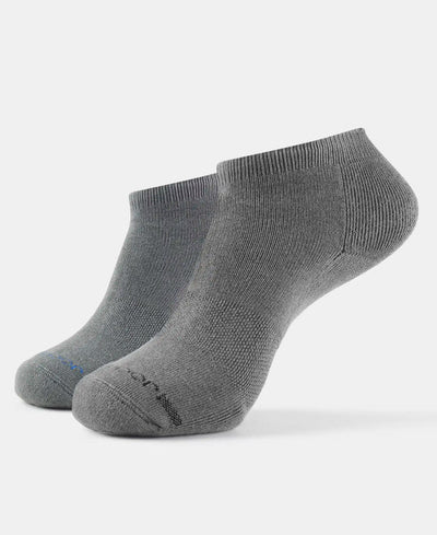Compact Cotton Elastane Stretch Low Show Socks with StayFresh Treatment - Black (Pack of 2)