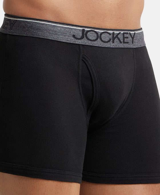 Super Combed Cotton Rib Solid Boxer Brief with Ultrasoft and Durable Waistband - Black/Charcoal Melange/Grey Melange (Pack of 3)