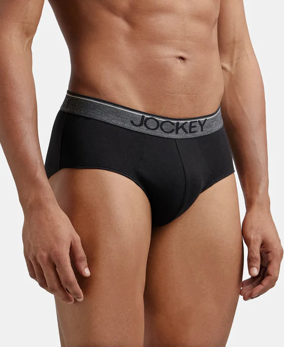 Super Combed Cotton Solid Brief with Ultrasoft Waistband - Black (Pack of 2)