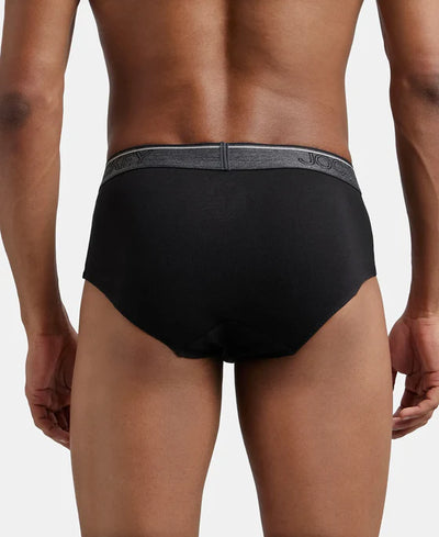 Super Combed Cotton Solid Brief with Ultrasoft Waistband - Black (Pack of 2)