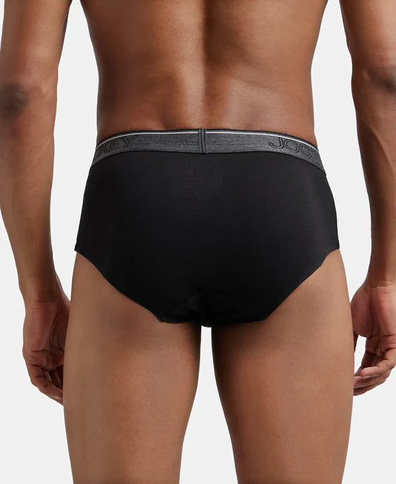 Super Combed Cotton Solid Brief with Ultrasoft Waistband - Black (Pack of 2)