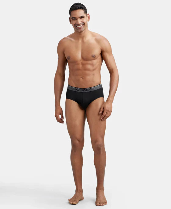 Super Combed Cotton Solid Brief with Ultrasoft Waistband - Black (Pack of 2)