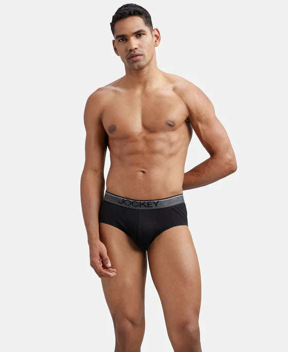 Super Combed Cotton Solid Brief with Ultrasoft Waistband - Black (Pack of 2)