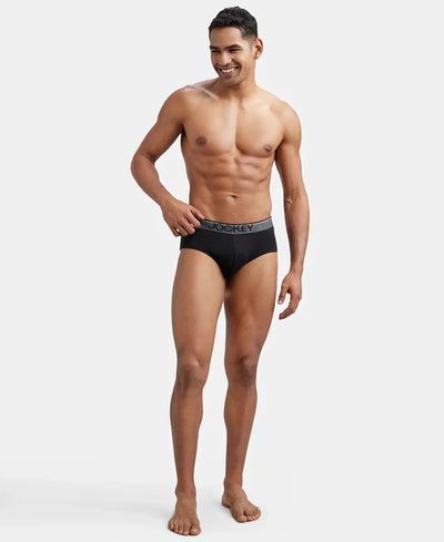 Super Combed Cotton Solid Brief with Ultrasoft Waistband - Black (Pack of 2)