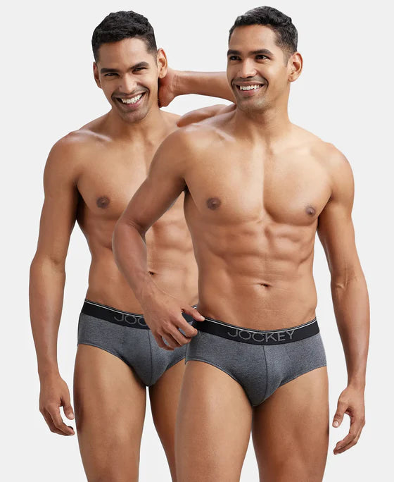 Super Combed Cotton Solid Brief with Ultrasoft Waistband - Black (Pack of 2)