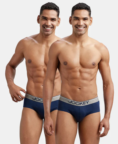 Super Combed Cotton Solid Brief with Ultrasoft Waistband - Black (Pack of 2)