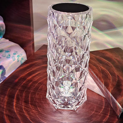 The Flair Store™ Crystal Diamond Rose Lamp – 16 Color Changing | USB Rechargeable | Touch Control LED Bedside Lamp | Romantic Night Light
