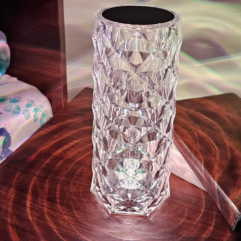 The Flair Store™ Crystal Diamond Rose Lamp – 16 Color Changing | USB Rechargeable | Touch Control LED Bedside Lamp | Romantic Night Light